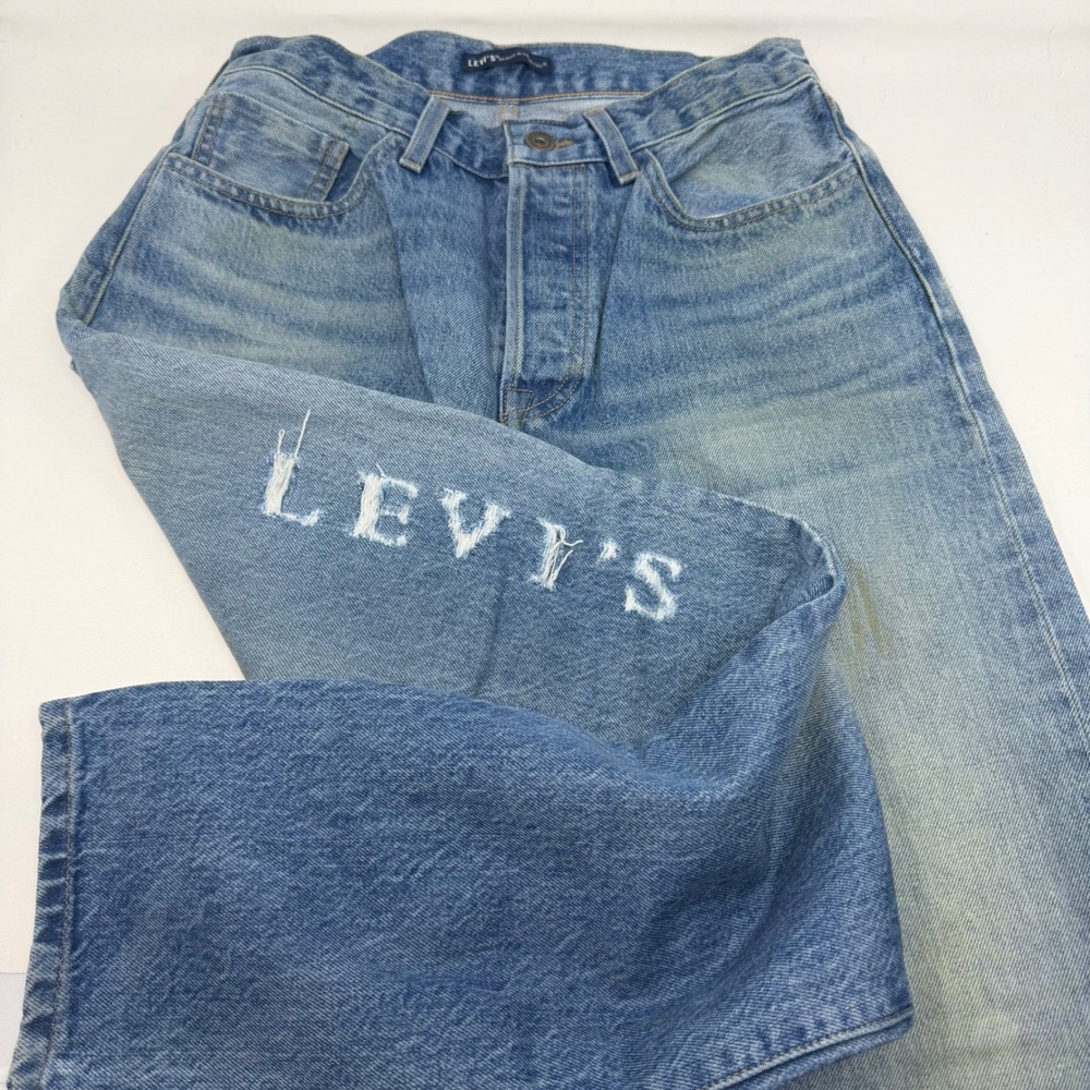 Levis Made & Crafted‎ 501 Jeans Light Wash Distressed Logo Rigid 12501 Womens 27